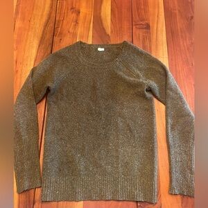 J Crew Factory Lamb Wool Green Sweater with Zipper Accent, Women’s Medium